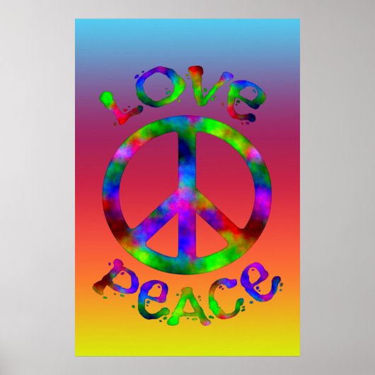 Retro Peace and Love Stropdas-Dye Design Poster (Voorkant)