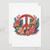 Retro Peace Floral Sign Kaart (Voorkant / Achterkant)