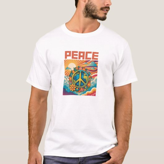 Retro Peace Graphic-Shirt T-shirt (Voorkant)