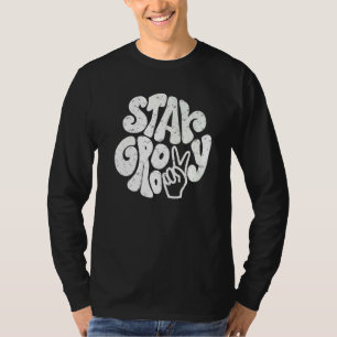 Retro Peace Hippie Blijf roovy Positieve gedachten T-shirt