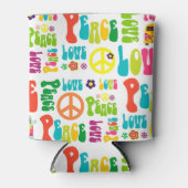 Retro Peace Hippie Tekenpatroon Blikjeskoeler (Voorkant)