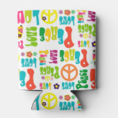 Retro Peace Hippie Tekenpatroon Blikjeskoeler (Achterkant)