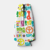 Retro Peace Hippie Tekenpatroon Flesjeskoeler (Achterkant)