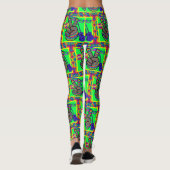 Retro Peace Hippy gitaar Neon 1960's 1970"s Leggings (Achterkant)