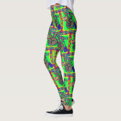 Retro Peace Hippy gitaar Neon 1960's 1970"s Leggings (Links)