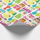 Retro Peace Hippy Sign Patroon Cadeaupapier (Hoek)