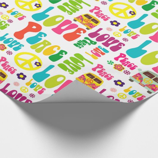 Retro Peace Hippy Sign Patroon Cadeaupapier (Hoek)