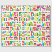 Retro Peace Hippy Sign Patroon Cadeaupapier (Vlak)