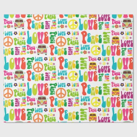 Retro Peace Hippy Sign Patroon Cadeaupapier (Vlak)