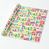 Retro Peace Hippy Sign Patroon Cadeaupapier (Uitgerold)