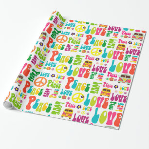 Retro Peace Hippy Sign Patroon Cadeaupapier