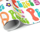 Retro Peace Hippy Sign Patroon Cadeaupapier (Rol Hoek)