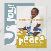 Retro Peace & Joy-fotokaart Feestdagenkaart (Voorkant / Achterkant)