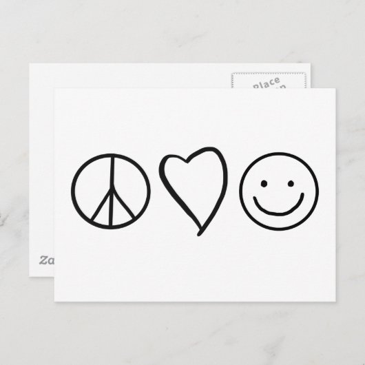 Retro Peace Love and Happiness Briefkaart (Voorkant / Achterkant)