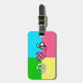 Retro Peace Love and Music Bagagelabel (Voorkant verticaal)