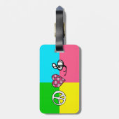 Retro Peace Love and Music Bagagelabel (Achterkant verticaal)
