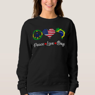 Retro Peace Love Brazilië Flag Map American Trui