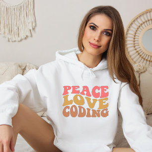 Retro Peace Love Coding Hoodie