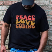 Retro Peace Love Coding T-shirt