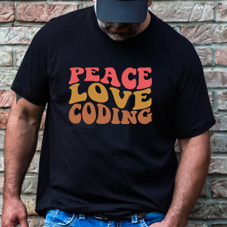 Retro Peace Love Coding T-shirt