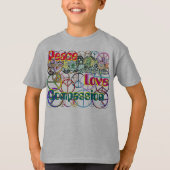 Retro Peace Love Compassion T-shirt (Voorkant)