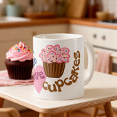 Retro Peace Love Cupcakes Coffee Mok