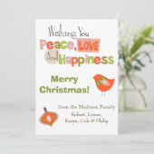 Retro Peace Love-fotosjabloon voor kerstkaart (Staand voorkant)