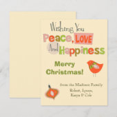 Retro Peace Love Holiday Kaart (Voorkant / Achterkant)