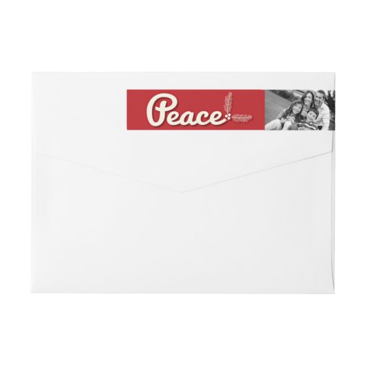 Retro Peace Love Joy Holiday Photo Return Address (Achterkant)