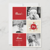 Retro Peace Love Joy Kerstmis 3 Foto Collage Feestdagenkaart (Voorkant)