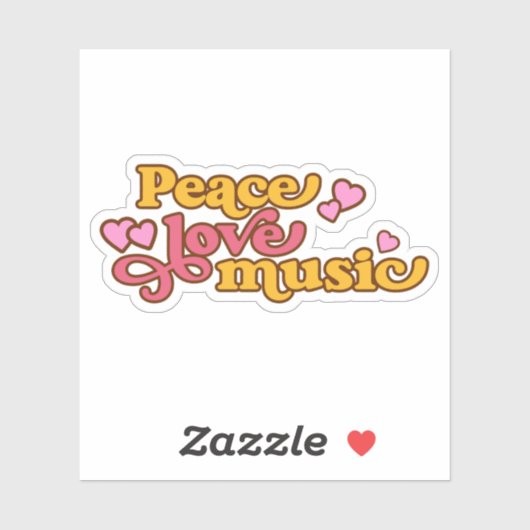 Retro Peace Love Music Sticker (Vel)