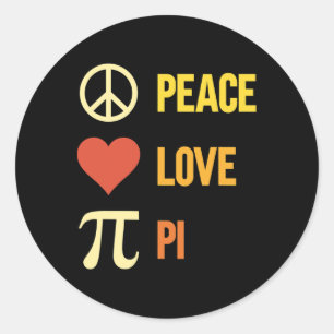 Retro Peace Love Pi 3.14 Happy Pi Day Wiskunde Pun Ronde Sticker