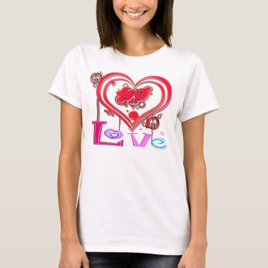 Retro Peace & Love T-shirt (Voorkant)