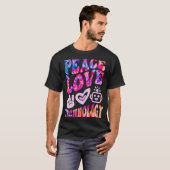 Retro PEACE LOVE TECHNOLOGIE Computer Teach T-shirt (Voorkant volledig)
