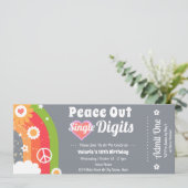 Retro Peace Out 10e verjaardag ticket Kaart (Staand voorkant)