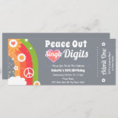 Retro Peace Out 10e verjaardag ticket Kaart (Voorkant / Achterkant)