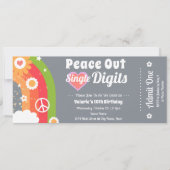 Retro Peace Out 10e verjaardag ticket Kaart (Voorkant)