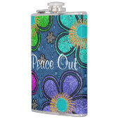 Retro Peace Out Hippie Style Flower Power Patroon Heupfles (Links)