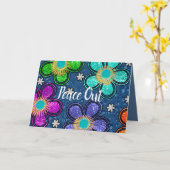 Retro Peace Out Hippie Style Flower Power Patroon Kaart (Gele Bloem)