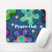 Retro Peace Out Hippie Style Flower Power Patroon Muismat (Met muis)