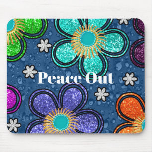 Retro Peace Out Hippie Style Flower Power Patroon Muismat