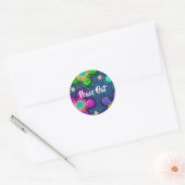 Retro Peace Out Hippie Style Flower Power Patroon Ronde Sticker (Envelop)