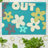 Retro Peace Out Quote Hippie Flowers Theedoek (Gevouwen)