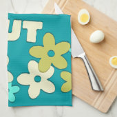 Retro Peace Out Quote Hippie Flowers Theedoek (Quarter Fold)