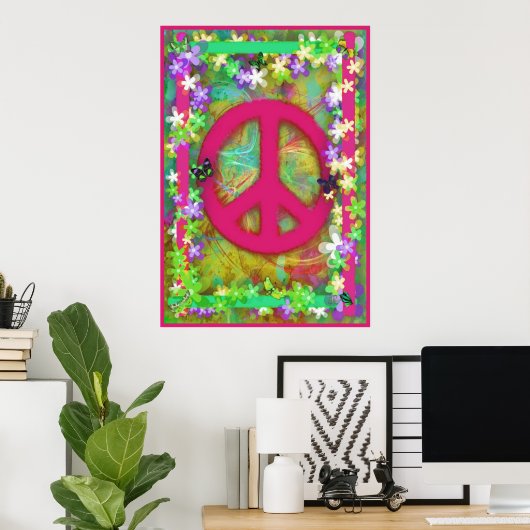 Retro Peace Poster (Thuiskantoor)