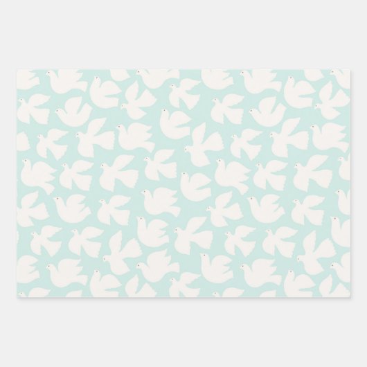 Retro Peace Rainbow Dove Neutral Fun Floral Inpakpapier Vel (Voorkant 2)
