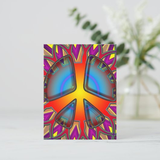 RETRO PEACE SIGN BRIEFKAART (Staand voorkant)