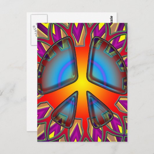 RETRO PEACE SIGN BRIEFKAART (Voorkant / Achterkant)