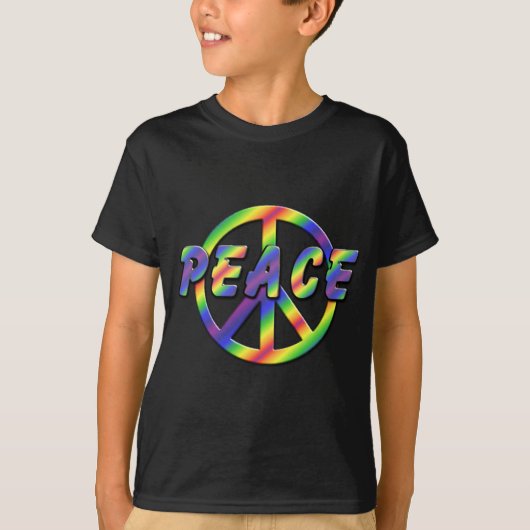 Retro Peace Sign donker t-shirt voor kind (Voorkant)