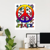 Retro Peace Sign & Flowers Poster (Thuiskantoor)